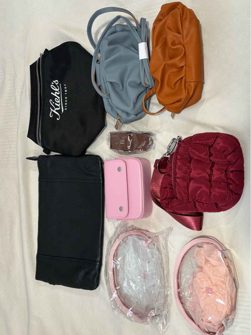 small-medium branded packing cubes, bag, makeup/cosmetic pouch (lot of 6)
